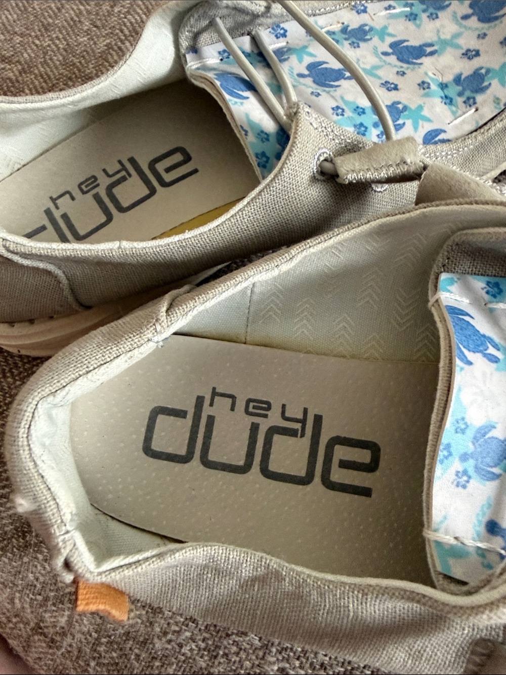 Hey Dude Custom Woman’s Shoes - Gray with Blue Turtle Insole - Picture 4 of 8